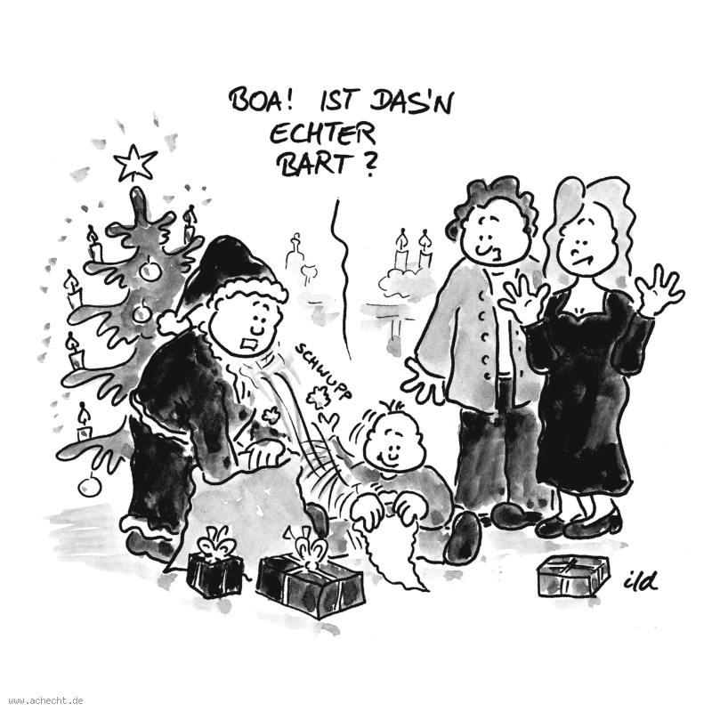 Cartoon: Echter Bart: Bart, Weihnachten, Weihnachtsmann, Weihnachstbaum, Familie, Feier, Kind, Eltern