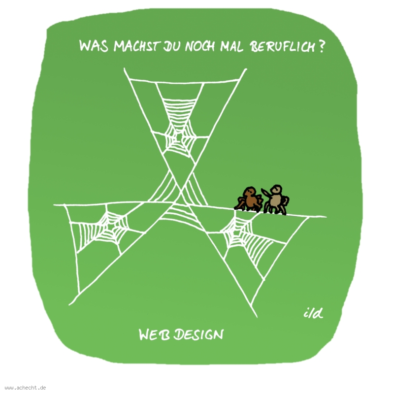 Cartoon: Webdesign: Computer, Design, Webdesign, Spinne, Spinnennetz, Netz, Website, Homepage