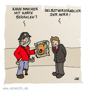 Cartoon: Mit Karte bezhalen