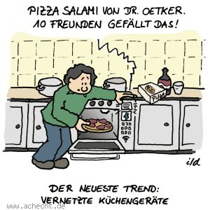 Cartoon: Vernetzte Küchengeräte - Küche, Vernetzung, Küchengeräte, Internet, Facebook, gefällt mir, like, Trend