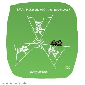 Cartoon: Webdesign - Computer, Design, Webdesign, Spinne, Spinnennetz, Netz, Website, Homepage