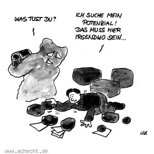 Cartoon: Angst - Ich suche mein Potenzial