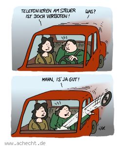 Cartoon: Telefonieren am Steuer