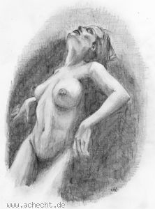 Weiblicher Akt - Frau, Akt, Erotik, Zeichnung