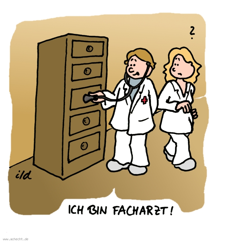 Cartoon: Facharzt: Artz, Medizin, Facharzt, Fachwissen, Spezialist, Fachidiot, Expertise, Doktor, Gesundheit