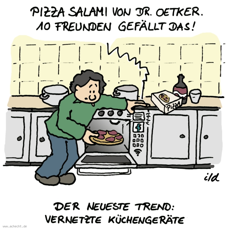 Cartoon: Vernetzte Küchengeräte: Küche, Vernetzung, Küchengeräte, Internet, Facebook, gefällt mir, like, Trend