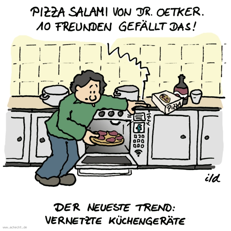 Cartoon: Vernetzte Küchengeräte: Küche, Vernetzung, Küchengeräte, Internet, Facebook, gefällt mir, like, Trend Cartoon: Vernetzte Küchengeräte: Küche, Vernetzung, Küchengeräte, Internet, Facebook, gefällt mir, like, Trend