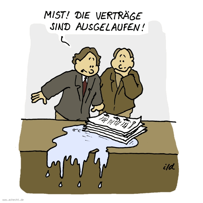 Cartoon: Verträge ausgelaufen: Wirtschaft, Vertrag Cartoon: Verträge ausgelaufen: Wirtschaft, Vertrag