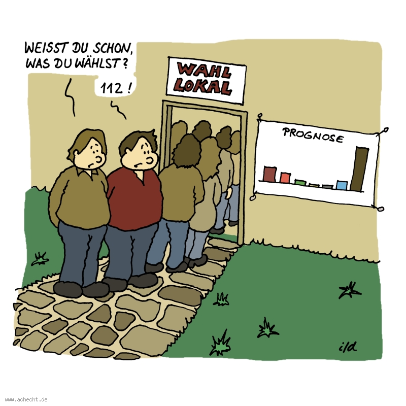 Cartoon: Was du wählst: Wahl, Wahlen, Partei, Wahltag, Demokratie, Wahllokal, Wahlergebnis, Prognose, Wähler, Feuerwehr