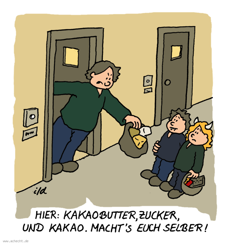 Cartoon: Machts euch selber: selbst, machen, Halloween, Geist, Gespenst, süßes, suares, Kind, gemein, Missachtung, Selbstwirksamkeit, Ärger, Wut, nerven, genervt