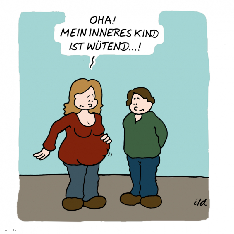Cartoon: Mein inneres Kind: Inneres Kind, Psychologie, Wut, Selbsthilfe, Selbstreflexion, Kind, Familie, Eltern, Mutter, Emotionen