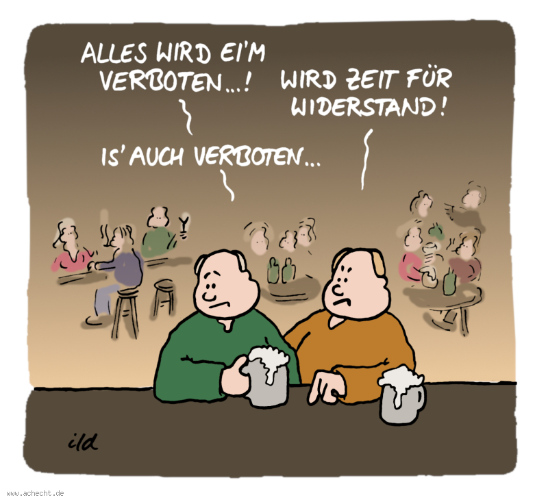 Cartoon: Alles verboten: verboten, Verbot, alles, verbieten, Widerstand, Aufruhr, Revolution, Aufstand, Aggression, Aggressivität, Depression