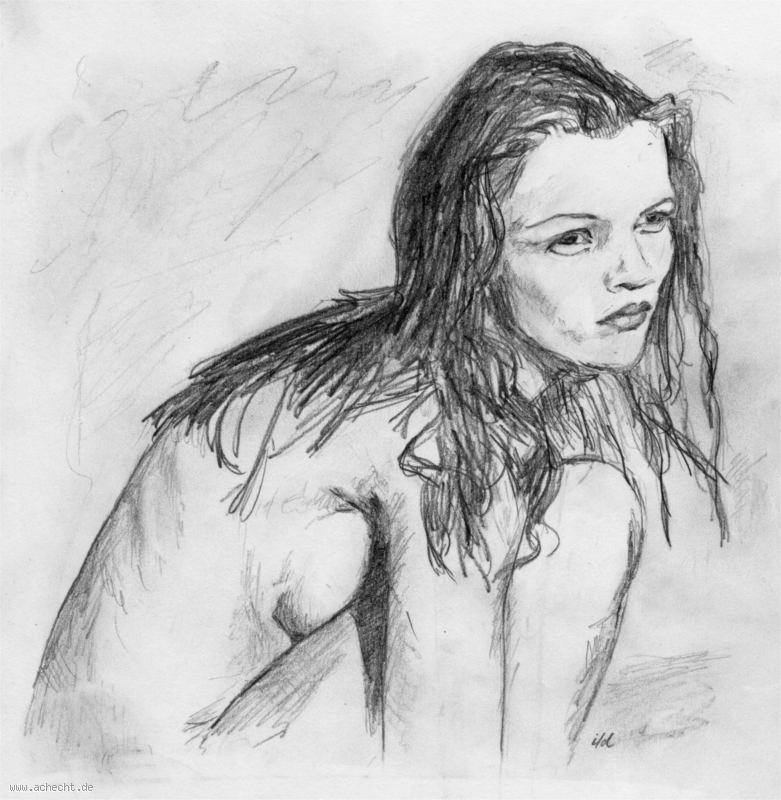 Kunst und so: Kate Moss: Kate Moss, Zeichnung, Frau, Akt, Erotik
