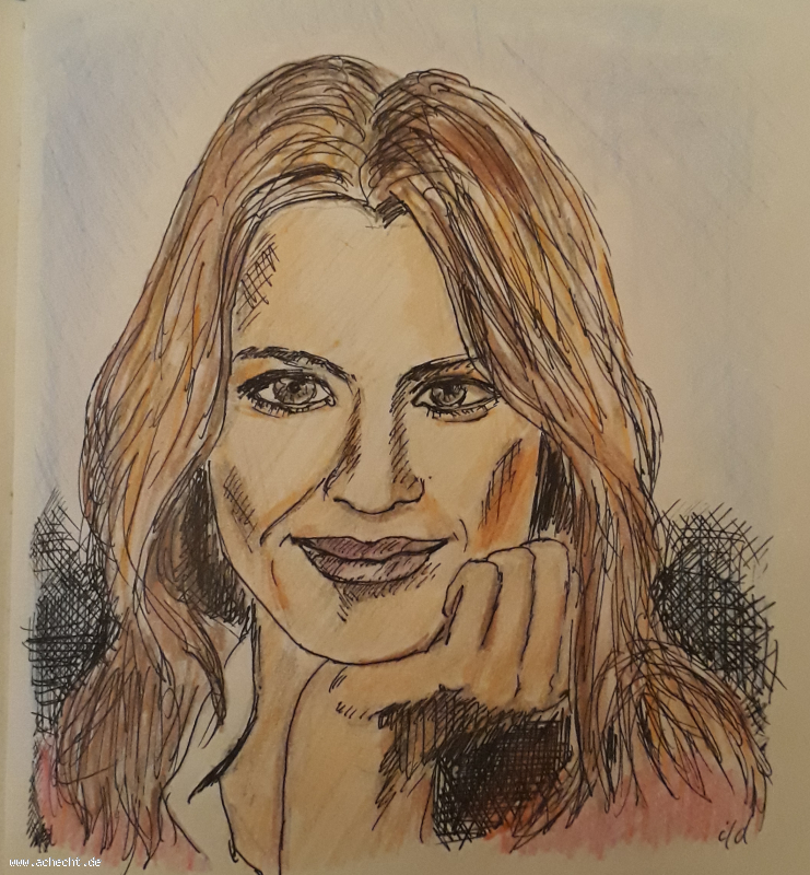 Kunst und so: Detective Beckett: Skizze, Zeichnung, Skizzenbuch, Krimi, Kate Becket, Detektiv, Castle, Serie, Schauspieler, Schauspielerin, Hand, Polizei, Action